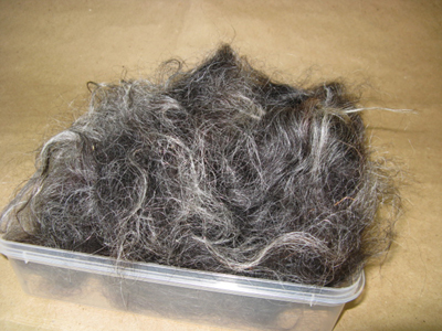 Ull från Ryafår, 34 gram svart tvättad ryaull